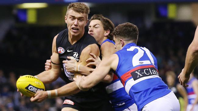 Patrick Cripps and Carlton will face the Western Bulldogs in their first game in their Queensland hub. Picture: Michael Klein