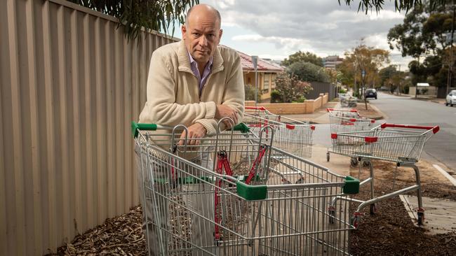 Marion Mayor Kris Hanna has suggested the council look into selling shopping trolleys as part of its campaign to reduce trolley dumping in the area. Picture: Brad Fleet