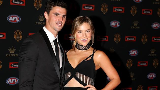 Scott Pendlebury and wife, Alex, at last year’s Brownlow Medal count. Picture: Tim Carrafa