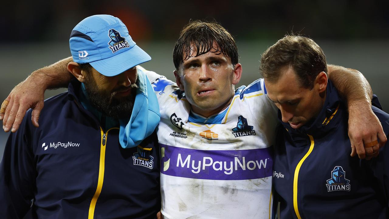 Aaron Booth of the Titans tore his ACL last weekend. (Photo by Daniel Pockett/Getty Images)