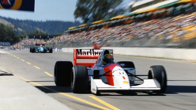 McLaren-Honda driver Ayrton Senna driving in 1992’s Australian Formula One Grand Prix in Adelaide.