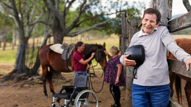 Sharon Mildren was a horse fanatic before she was involved in a car crash in Ma Ma Creek 41 years ago. In the past three years, she has made her way back into the saddle and plans to work her way up to showjumping. Picture: UnitingCare