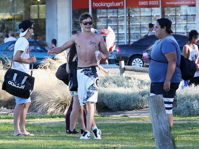 Partying in the park off Point Nepean Road in Rye on December 31, 2012. Picture: Hamish Blair