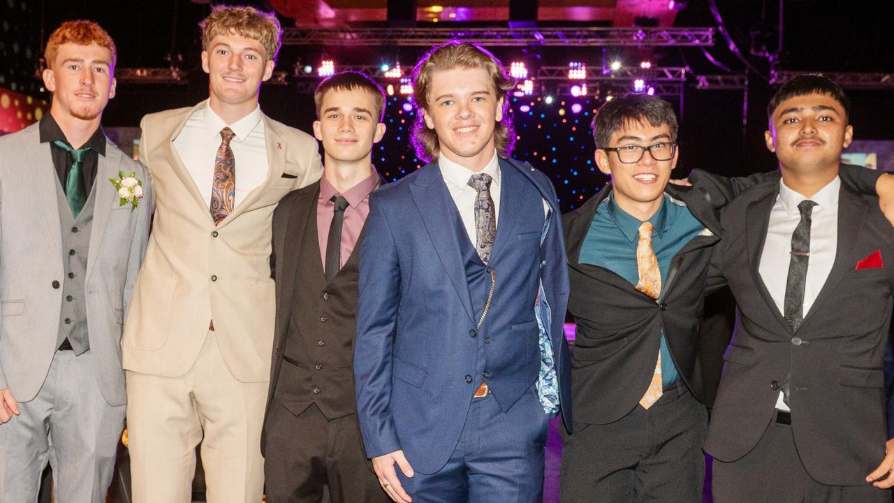 Matthew Graham, Regan Parker, Dominic Millar, Liam Whiting, Daniel Yarnold and Raqeebul Islam at Mackay Christian College Formal Thursday 14 November 2024 Picture: Michaela Harlow