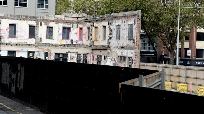 Vacant land on the corner of King Street and Little Bourke Street, Melbourne. Picture: Andrew Henshaw