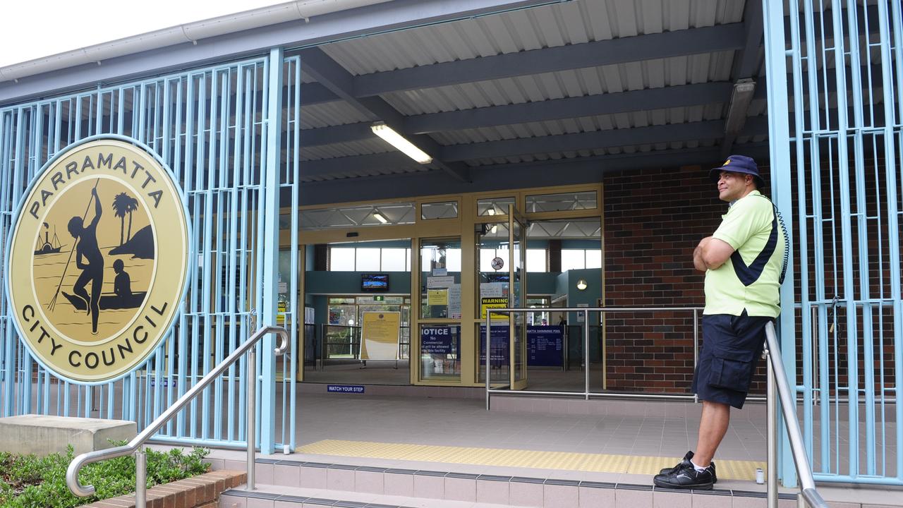 A security guard on duty at the swim centre on January 15, 2010.