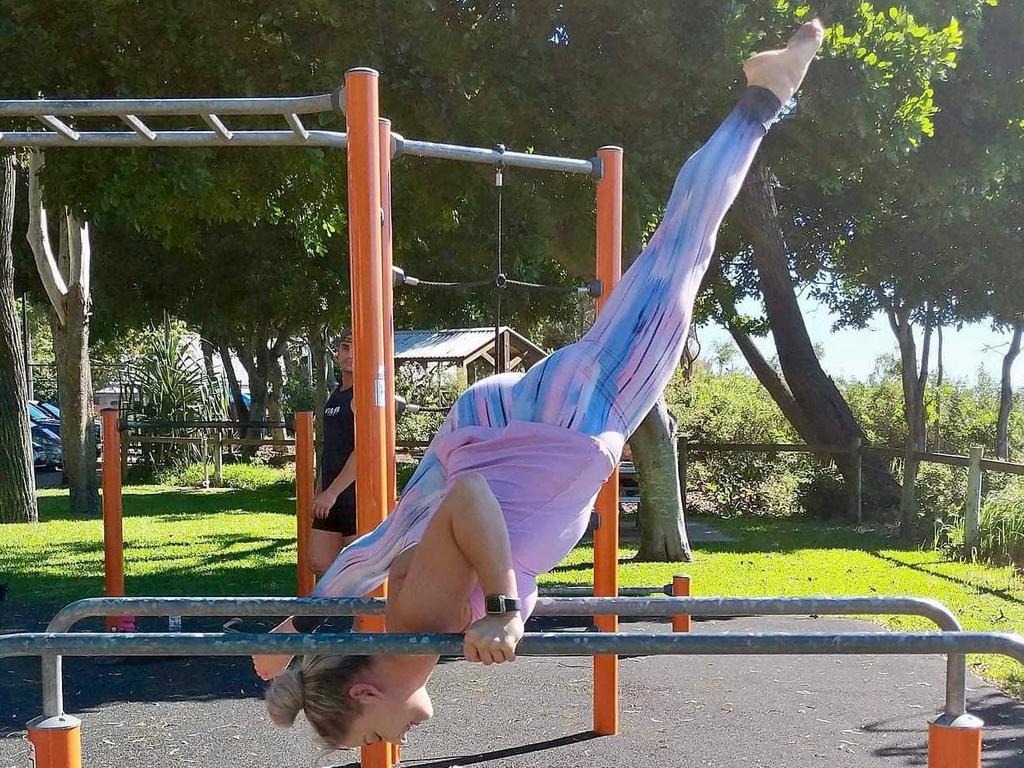 Amy preparing for the 2019 Australian Masters Game, which was held in South Australia, where she competed in Women’s Artistic Gymnastics and placed second overall in her category.