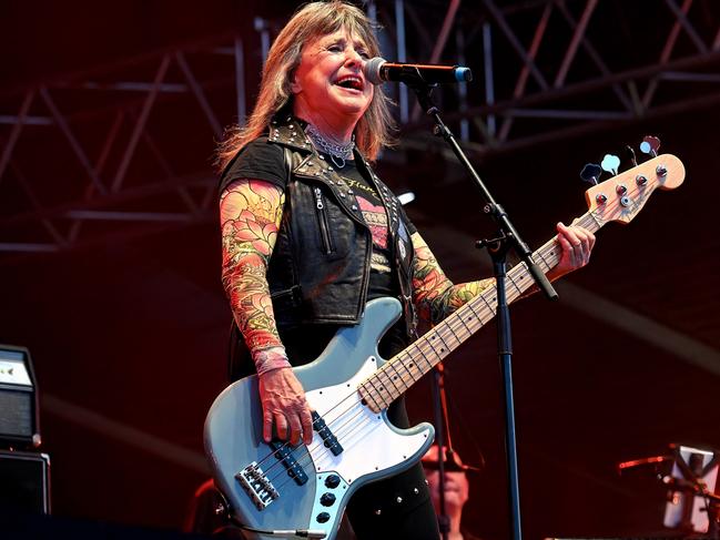 WACKEN, GERMANY - JULY 31:  Suzy Quatro perfoms live on stage during the first day of the Wacken Open Air festival on July 31, 2024 in Wacken, Germany. Wacken is a village in northern Germany that has hosted the annual festival, which attracts heavy metal fans from around the world, since 1990.  (Photo by Didier Messens/Redferns)