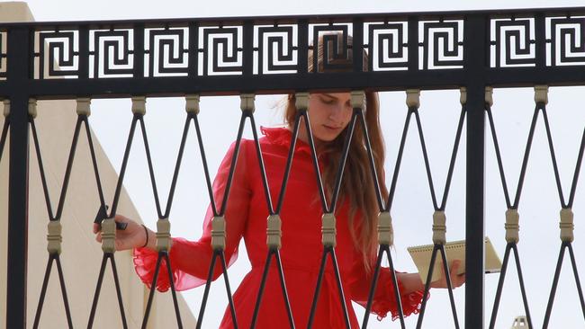 Tilly Lawless on the rooftop of Heard’s penthouse at Palazzo Versace last year. Picture: Mike Batterham.