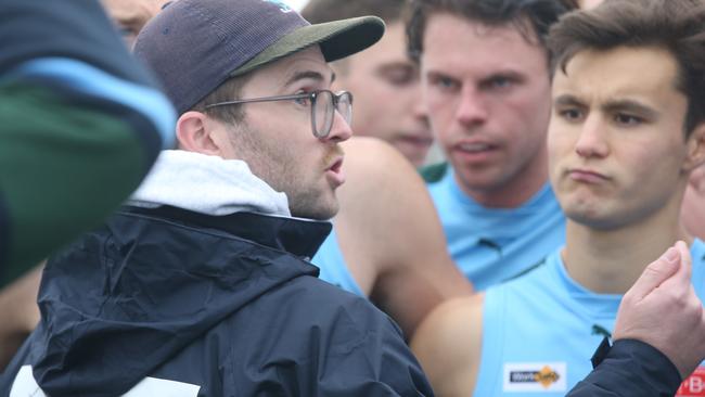 Geelong Amateur coach Riley Kershaw guided the Ammos to victory over Torquay, their first loss for the season. Picture: Alan Barber