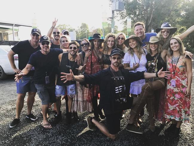 Chris and Matt pose with their gang at Bluesfest.