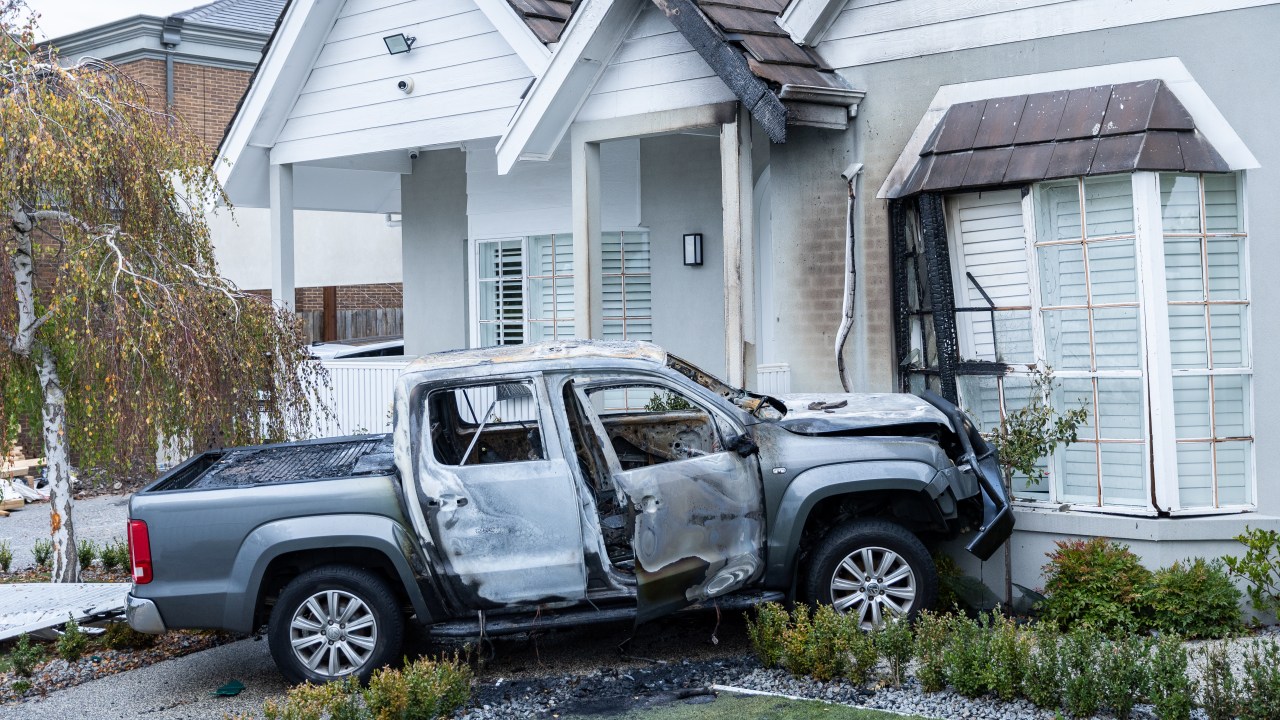 Two cars set alight and rammed into Essendon home in targeted arson ...