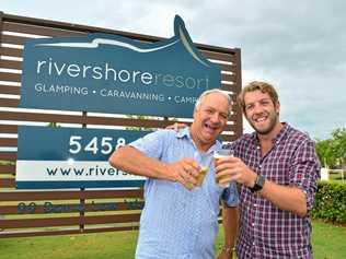 CHEERING: Bernie McGovern and his son Will have sold Rivershore Resort, in Diddillibah in a very big business deal. Picture: John McCutcheon
