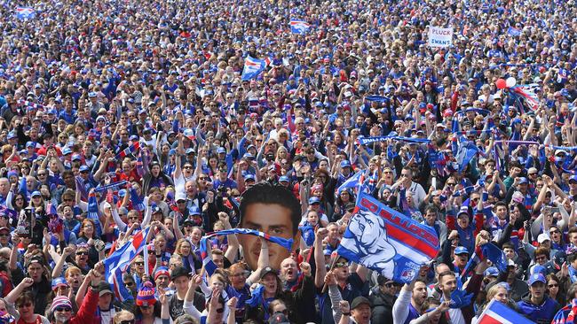 It wasn’t so long ago Luke Beveridge was witnessing scenes like this at Whitten Oval. Picture: Getty Images