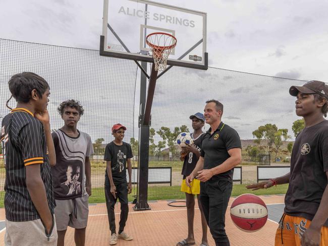 Mr Morris with students at Alice Springs-based Yipirinya School. Picture: Grenville Turner