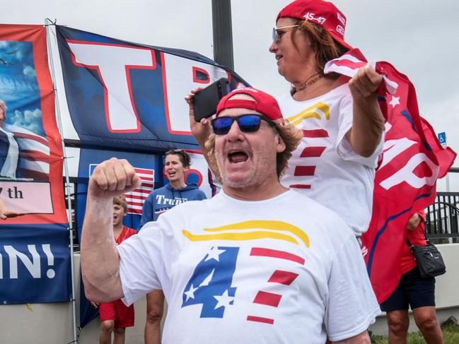 Supporters of Donald Trump have gathered outside his Florida residence. Picture: AFP