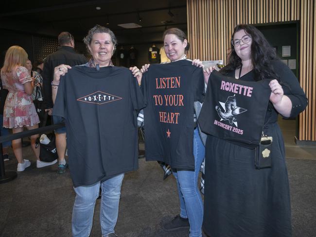 Roxette in Concert 2025 - JEvelyn Kanon, Natasha Johnston and Annalisa Johnston at MyState Bank Arena. Picture: Caroline Tan