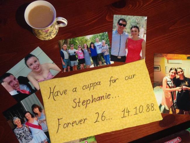 Stephanie’s sister Kim Scott posted this image on Facebook asking the community to post their own ‘cup of tea at 3’ photos in tribute to the young schoolteacher. Picture: Facebook