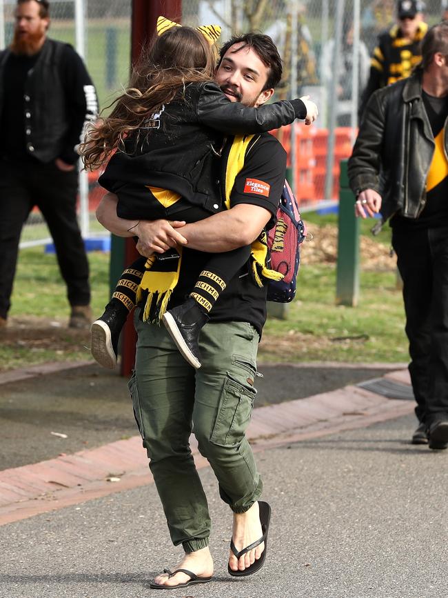 Tigers fans, big and small, gathered at Punt Road Oval to see their team train. Picture: Getty Images