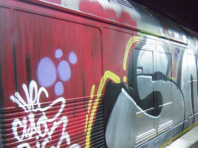 Photos of graffiti of Sydney trains and buses