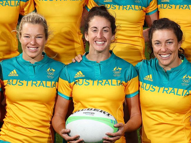 STRICKTLY EMBARGOED CHECK WITH ADAM MOBBS BEFORE USE - Australia's women's Sevens Olympic team photo at the Sydney Academy of Sport, Narrabeen before the Rio 2016 Olympic Games. Pic Brett Costello