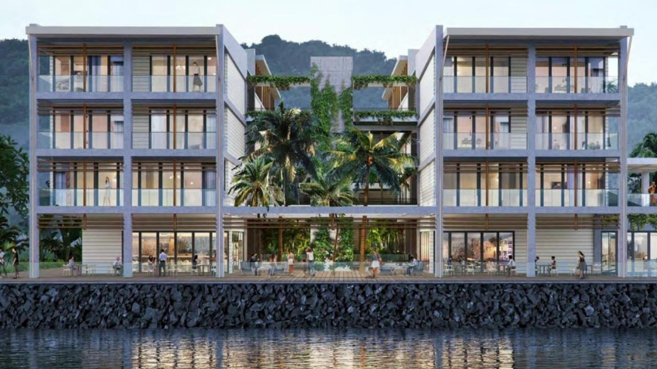 Meridien has received preliminary approval from Whitsunday Regional Council for its four-storey resort complex at 18 Port Dr in the Port of Airlie in Airlie Beach. Picture: Documents submitted to Whitsunday Regional Council