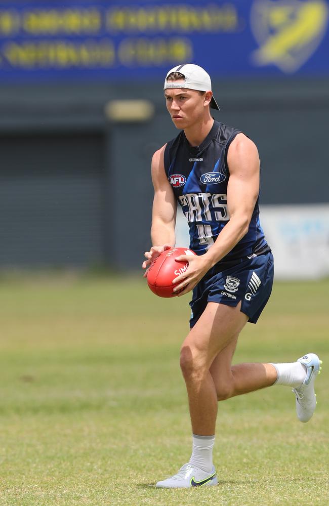 Tanner Bruhn is one of many Cats pushing for midfield minutes. Picture: Alan Barber