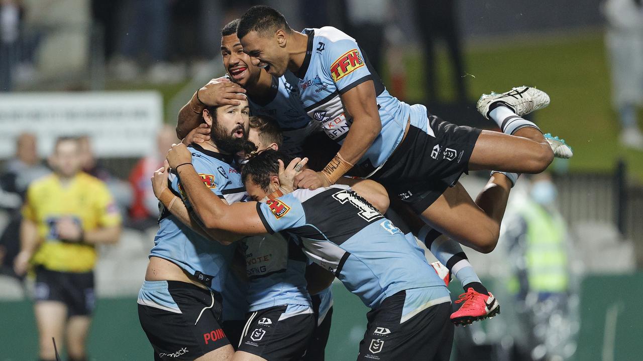 The Sharks held off a fast-finishing Dragons side. (Photo by Mark Evans/Getty Images)