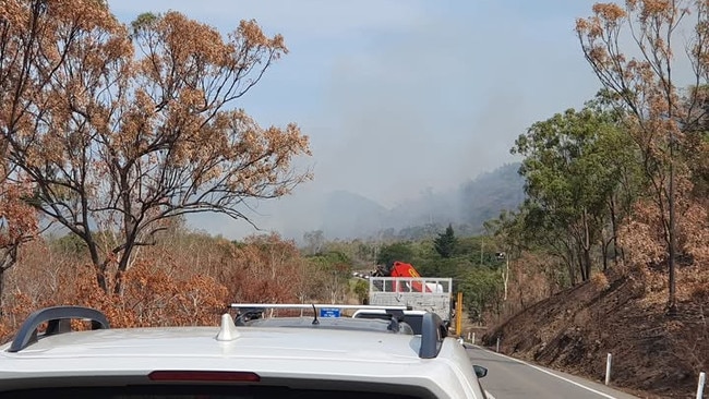 The Bruce Hwy is closed in both directions due to a grass fire in Julago, near Billabong Sanctuary.