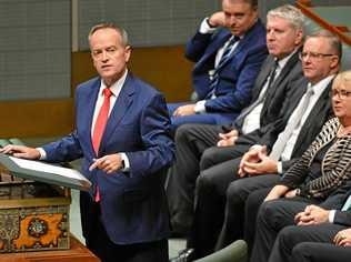 Opposition Leader Bill Shorten delivers the 2017-18 Federal Budget Reply speech. Picture: MICK TSIKAS