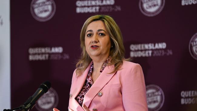 Premier Annastacia Palaszczuk during the pre-budget announcement. Picture: Dan Peled / NCA NewsWire