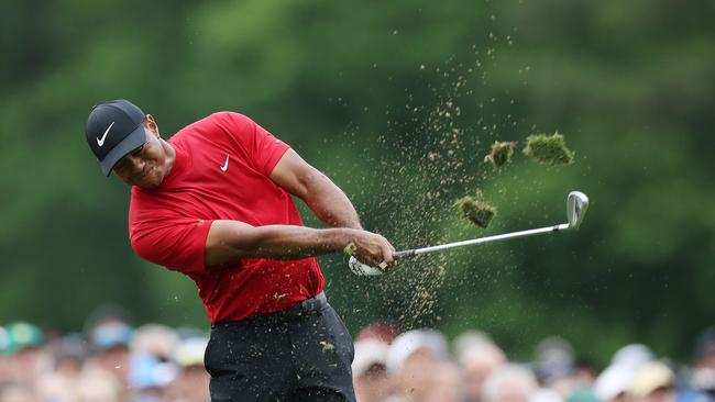 Tiger Woods in action during the final round of the US Masters at Augusta National Golf Club in 2019. Photo: Getty Images