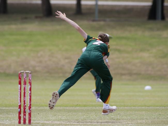 Madison Eddie hits the crease hard at Raby. Picture Warren Gannon Photography