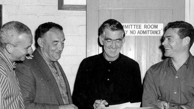 Ron Barassi (right) with Carlton's match committee (from left) Kevin McEnroe, Jack Wrout and Rod McLean in 1965.