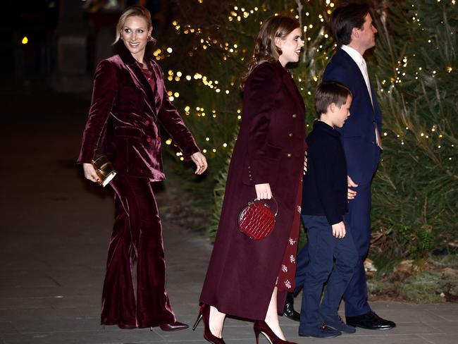 The other royals also got the burgundy memo. Picture: Henry Nicholls/AFP