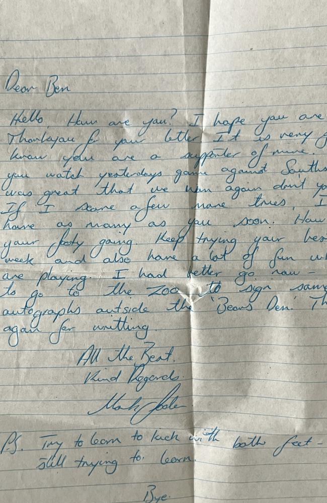 North Sydney Bears star Mark Soden's letter to a young Ben Horne.