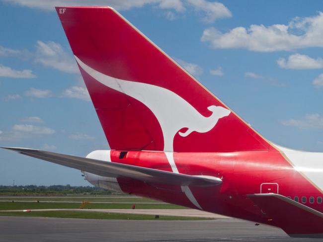 CFRBTR Qantas Logo on Aircraft Tail, Ministro Pistarini Airport, Buenos Aires, Argentinaescape november 1 2020doc holiday