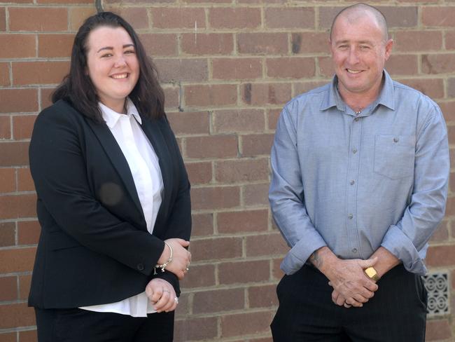 Bradley Victory, with his daughter Casey, leaving Picton Court today. Picture: Jeremy Piper