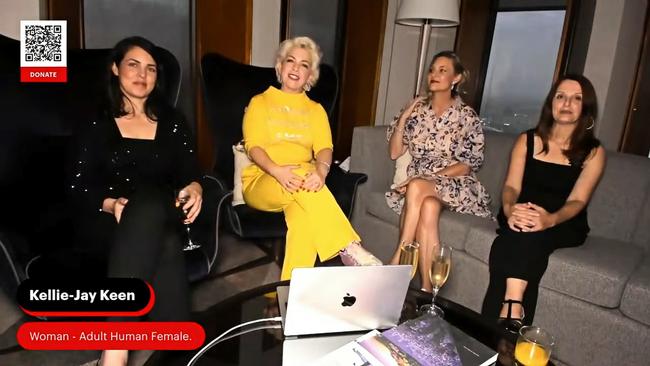 Left to right: Moira Deeming, Kellie-Jay Keen, Katherine Deves and Angie Jones. Picture: YouTube