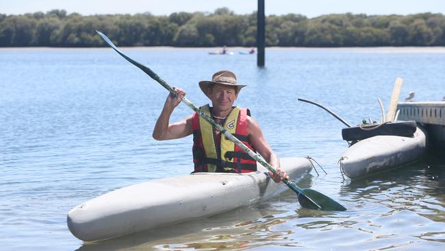 Local volunteer Rodney French was disgusted to find so much rubbish dumped in the Port River last weekend. Picture: AAP/Emma Brasier