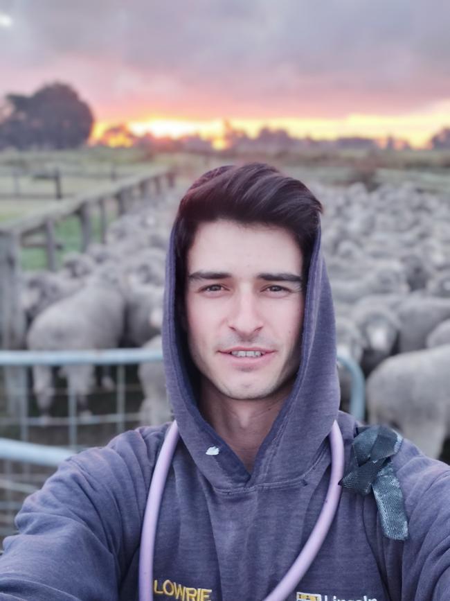 Tom, 25, is a young sheep farmer who runs 700 Merino wethers at Greens Beach, Tasmania.