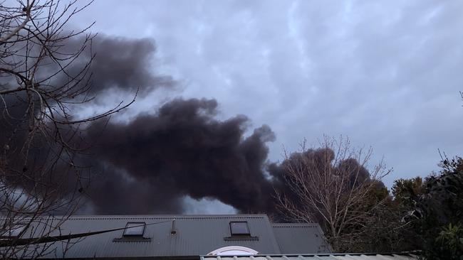 Smoke seen from Yarraville on Thursday morning. Picture: Elissa Hunt