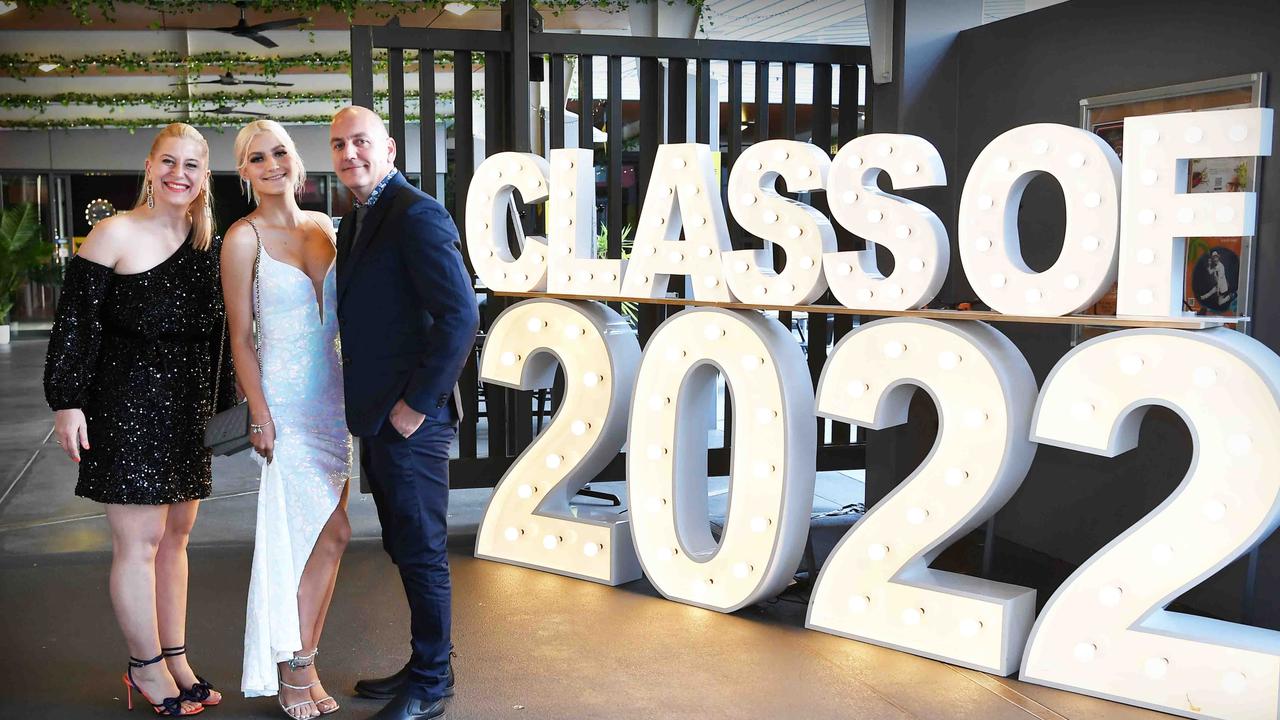 Kyle, Halle and Corey Clark at year 12 formal, Nambour Christian College. Picture: Patrick Woods.