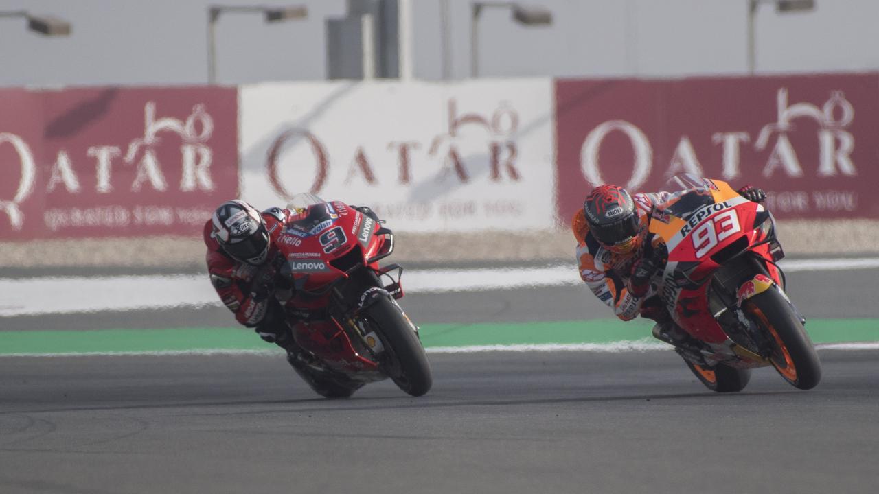 Marc Marquez and Danilo Petrucci testing at Qatar last week.