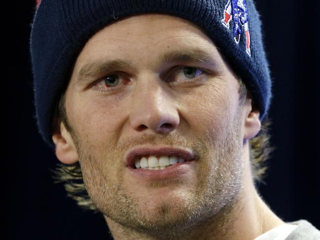 New England Patriots quarterback Tom Brady speaks at a news conference in Foxborough, Mass., Thursday, Jan. 22, 2015 where he addressed the issue of the NFL investigation of deflated footballs. (AP Photo/Elise Amendola)