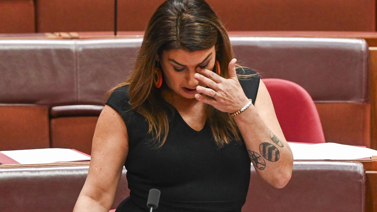 Independent Senator Lidia Thorpe addresses the Senate following her allegation that Liberal Senator David Van sexually assaulted her at Parliament House in Canberra. Picture: NCA NewsWire / Martin Ollman