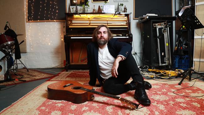 Singer-songwriter Josh Pyke at his Dulwich Hill home studio in Sydney ahead of the release of his sixth album, Rome, in August 2020. Picture: John Feder