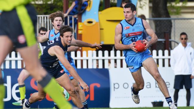 Matt Crocker plays his 100th league game on Sunday. Picture: Brenton Edwards/AAP