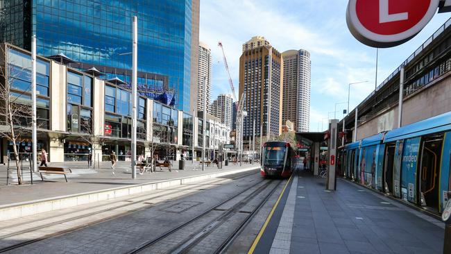A deserted light rail stop at Circular Quay. Picture: NCA Newswire /Gaye Gerard