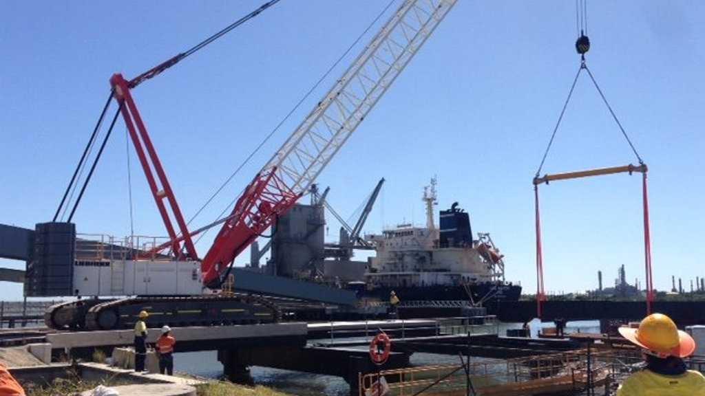 Construction of the wharf at the Wagners plant at Pinkenba using Fibre reinforced polymer and earth friendly concrete. Picture: Contributed